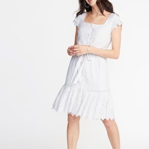 Old Navy White Eyelet Waist-Defining Dress